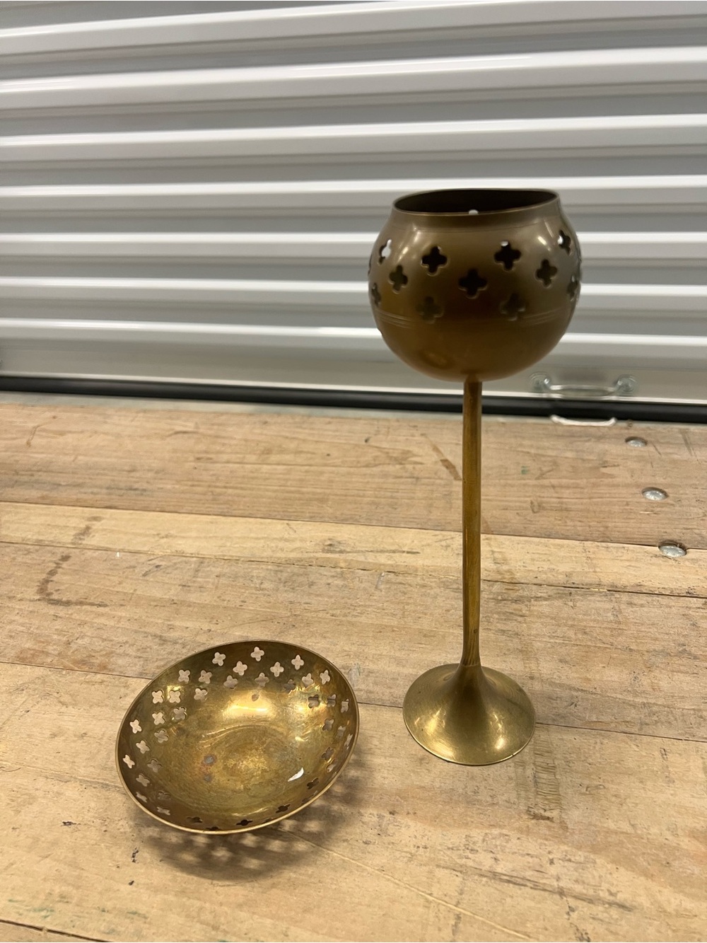 Brass Decorative Pedestal Bowl & Trinket Dish - Gold Tone